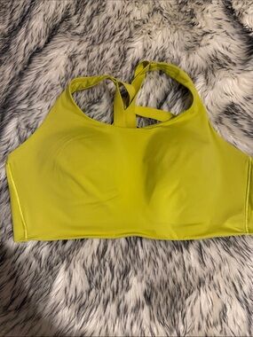 lululemon athletica Neon Lime High-Neck Strappy Sports Bra